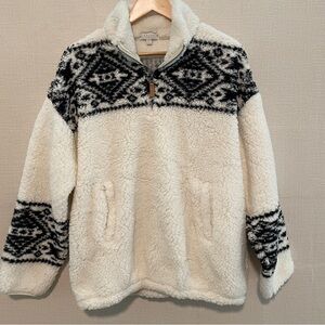 PJ Salvage cream/black cozy 3/4 zip pullover. NWT. Size: large